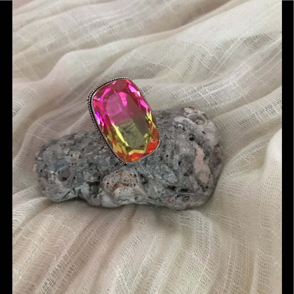 NEW Bi-Color Tourmaline 925 Sterling Silver Ring